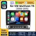 64G Carplay Android 13 Autoradio Für VW Multivan T5 08-2015 GPS Navi WIFI BT DSP