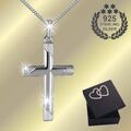 Kreuz Anhänger Halskette Echt 925 Sterling Silber auf Wunsch mit Kette und Etui