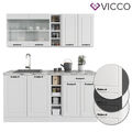 Küchenzeile Küchenblock Einbauküche R-Line Single Landhaus Weiß 160 cm Vicco