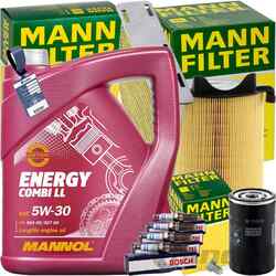 MANN INSPEKTIONSPAKET+5L CASTROL 5W-30 MOTORÖL passend für AUDI A3 SEAT ALTEA