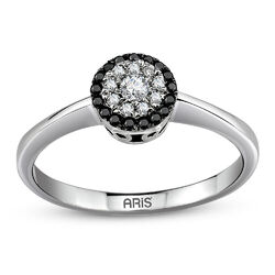 Damenring Diamantring 585 Weißgold mit 0,07 ct Schwarz und 0,10 ct Weiß Diamant