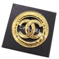 CHANEL CC Logos Kreis gebraucht Anstecknadel Brosche vergoldet 94P France Vin...