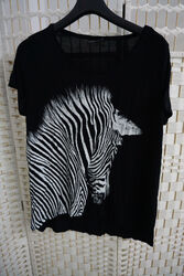 Yessica Tunika Shirt Gr. XL 48-50 ,Schwarz Weiß Zebra Muster ,