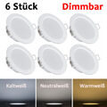 6er LED Einbaustrahler 230V Dimmbar Spots Einbauleuchten Set 4W Rund Deckenlampe