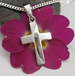 Kreuz Anhänger mit Kette Echt Silber 925 Damen Kinder Schmuck Silberkette 42cm