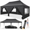 Pavillon 3x6m Wasserdicht mit 6 Seitenteilen Pop Up Anti-UV Partyzelt Gartenzelt