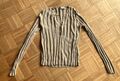 ZARA Feinstrick Langarmshirt mit Knöpfen Rippenstrickpullover beige Gr. S