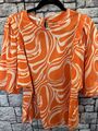 OUI- Zauberhafte Tunika/Bluse DE42 Weiss/Orange Ballon-Ärmel 6/128