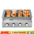 Edelstahl Brenner 4-Flammen LPG Gasgrill Gasbräter Gas Grill, Gastro Tischgrill