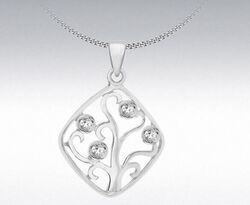 Sterlingsilber Weiß Stein Set Lebensbaum Anhänger Mit Cubic Zirkonia