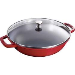 STAUB Wok mit Glassdeckel 30 cm Kirschrot