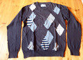 Desigual Pullover Herren Gr. M (48/50) schwarz blau grau, Rautemuster