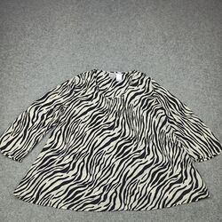 Masai Damen Bluse XXL 2XL 44 Viskose Beige Schwarz Zebra Top Langärmelig