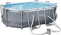 Bestway Power Steel Frame Pool-Set mit Filterpumpe 305 x 200 x 84 cm, Grau, Oval