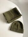 Barbour Beanie Set Schal Mütze gestrickt Irland Grün Dunkelgrün Strickschal Herr