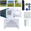 3x3m Faltpavillon Pavillon Gartenzelt Partyzelt mit 4 Seitenteilen Popup Faltbar