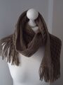 Taupe-farbener doppellagiger Strick-Schal mit Fransen ca. 180 cm  TOP-Zustand