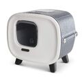 (B-WARE) Designer-Retro Katzentoilette mit Schwingklappe, Filter und Schublade 