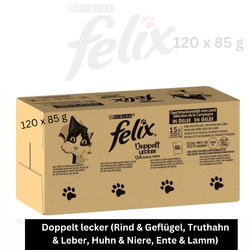 120 x 85 g Felix DOPPELT LECKER So gut wie es aussieht Katzennassfutter Gelee