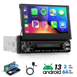 7" 1DIN Flip Android13 mit Autoradio Wireless Carplay Android Auto MP5 BT 2+64GB