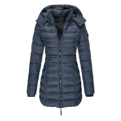 Damen Winter Warm Gepolsterte Puffer Jacke Damen Lange Kapuze Parka Steppmantel