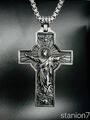 Jesus Christus Kreuz Anhänger Edelstahl Kette Glaube Religion Schmuck Biker 309B