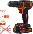 Black+Decker Akku-Bohrschrauber BDCDC18BAFC, 2X Li-Ion Akku, ohne Zubehör