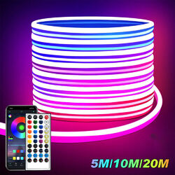 10m Neon LED Strip Streifen 5050 RGB Flex Schlauch diffus Lichtband Dimmbar APP