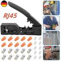 Crimpzange RJ45 mit 10x Cat 7/6/6A Stecker Set Netzwerk Werkzeug Lan Kabel Zange