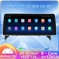 12,3" Android 14 Screen für BMW X5 E70 X6 E71 CIC Carplay Autoradio 64G GPS Navi