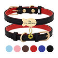 Personalisiert Leder Katzenhalsband Hundehalsband Hundemarke mit Namen Gravur XS