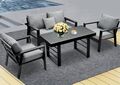 MeXo Gartenmöbel Set Alu Balkonmöbel Set Sitzgruppe Lounge Gartenset Schwarz