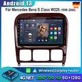 6+128GB 9" Android 13 Für Mercedes-Benz S-Klasse W220 Autoradio GPS Navi CarPlay