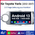 Für Toyota Yaris 2011-2018 9"Autoradio Android 13 Carplay 4+64GB 8Kern GPS NAVI