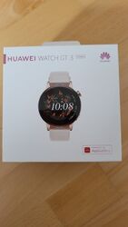 HUAWEI Watch GT 3 leder weiß 42mm Smartwatch Sportuhr, Elegante Gold Leather