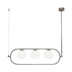 Hängelampe Esstisch 3-flammig B: 89 cm Metall Glas E14 in Nickel Weiß Leuchte