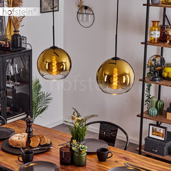 Wohn Schlaf Ess Zimmer Kugellampe modern goldfarbene Hänge Lampe Pendel Leuchte