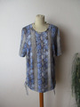 Judith Williams Damen Shirt Gr. 42 blau-weiß Schlangenmuster 1/2 Arm wie neu