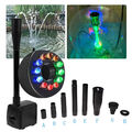 Teichpumpe 15W 1000 L/H Garten LED Springbrunnen Aquarium Tauchpumpe Wasserpumpe