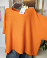 Pullover Kurz Feinstrick oversize orange Halbarm onesize ca 44,46,48