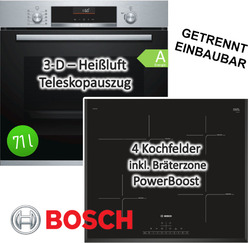 Bosch Backofen mit Induktionskochfeld autark 60 cm Teleskopauszug Bräterzone NEU