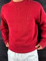 Vintage TOMMY HILFIGER Herren Pullover Sweatshirt Rot Baumwolle Gr. XL Wie Neu