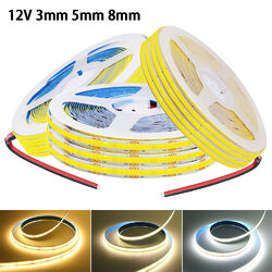 5V 12V 24V COB LED Streifen WW/NW/CW Stripe Lichtband Lichterkette Selbstklebend