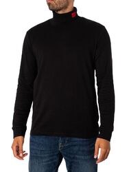 HUGO Herren Derollo224 Rollkragen-Sweatshirt mit Logo-Kragen, Schwarz