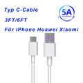 USB Typ C 5A Schnellladekabe Kabel Ladekabel Weiß 1m 2m für Samsung iPhone Handy