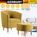 Ohrensessel mit Hocker Fernsehsessel Lounge Sessel Clubsessel relaxsessel Gelb