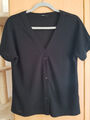 T-Shirt schwarz Zero Gr. 38 Knopfleiste Basic-Shirt V-Neck