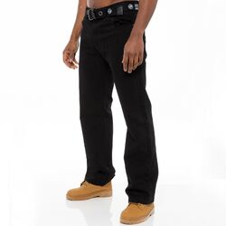 Enzo Herren Jeans Gerades Bein Denim Hose mit Gürtel Regular Fit Hose UK Größen