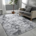 Teppich Hochflor Shaggy Teppiche Langflor Uni Hellgrau Wohnzimmer Pflegeleicht