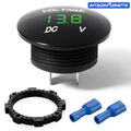 DC 12V LED Voltmeter Digitalanzeige Einbau Rund Wasserdicht Auto Motorrad DHL